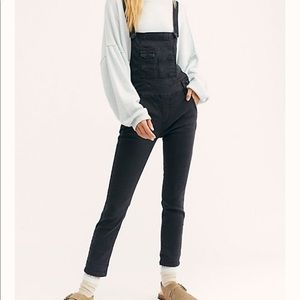 Black Denim Long Overalls